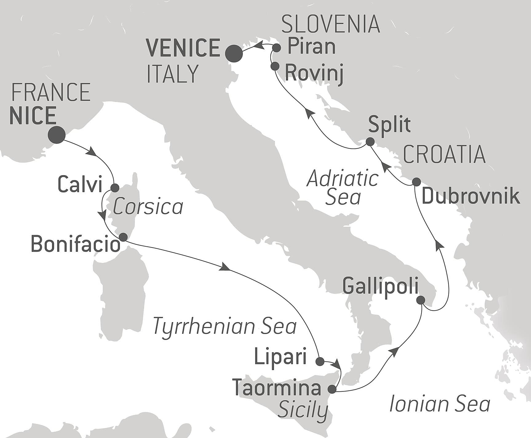 From the Tyrrhenian Sea to the Adriatic