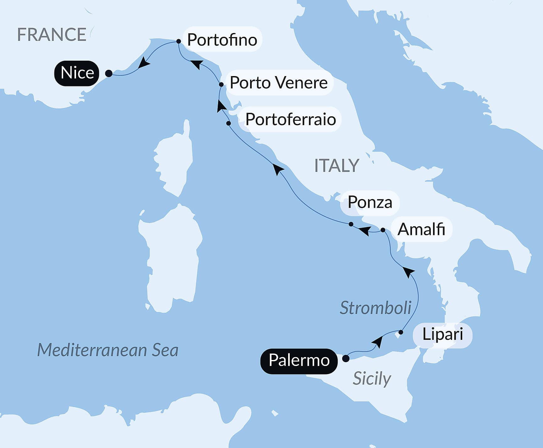 Under Sail from Sicily to the Riviera