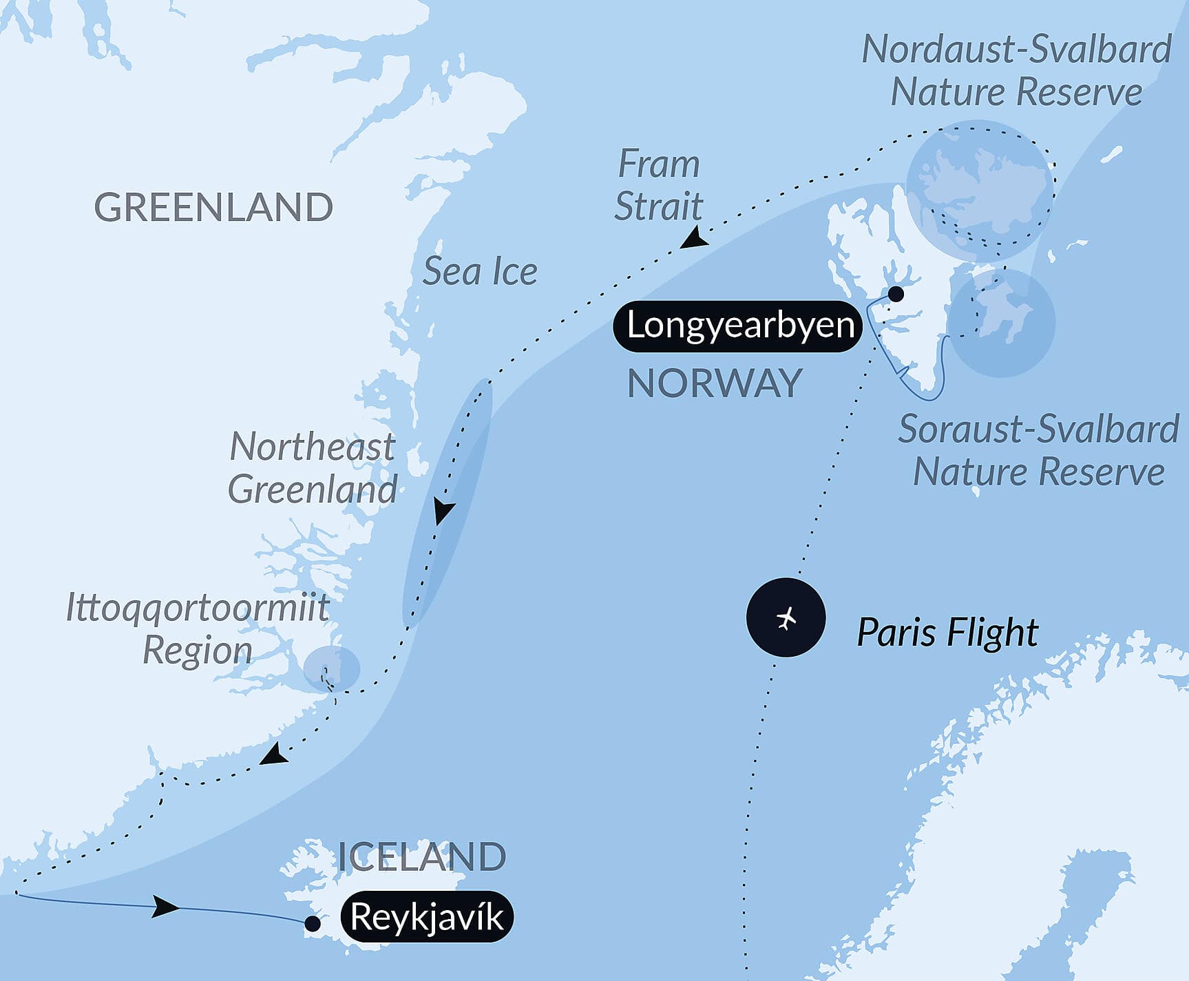 In the ice of the Arctic, from Svalbard to Greenland